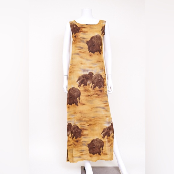 Vintage Dresses & Skirts - Buffalo Print Maxi Dress